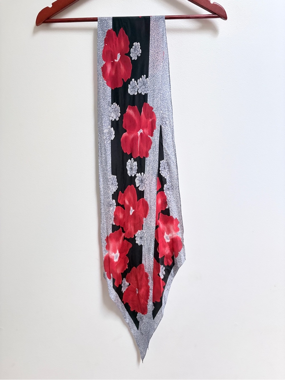Vintage Vera Neumann Asymmetrical Floral Scarf 100% Silk